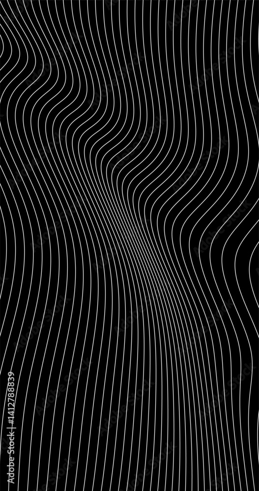 Poster abstract with vertical wavy lines on a black background vector illustration.