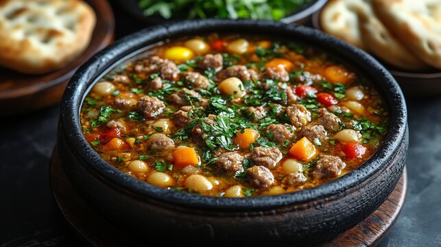 Piti Soup Traditional Azerbaijan Cuisine Bowl.