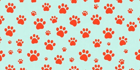 Adorable dog paw print seamless pattern, perfect for pet-themed backgrounds and accessories, background, vector