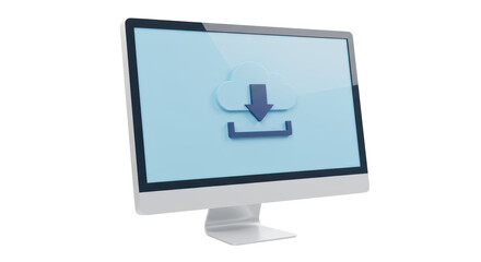 Isolated Computer Screen with Download Icon