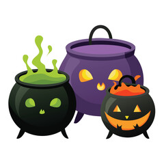 Halloween witch cauldron with potion