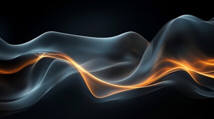 Fototapeta premium Abstract Blue And Orange Particle Wave Flow