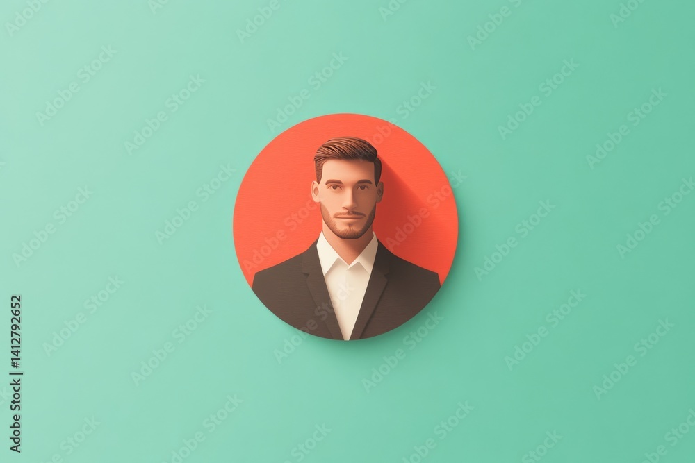 Poster modern flat ui profile icon design on a minimalist gradient background