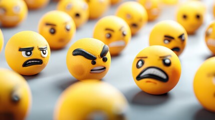 Group of oranges with angry faces representing frustration on social media regarding us-china trade relations