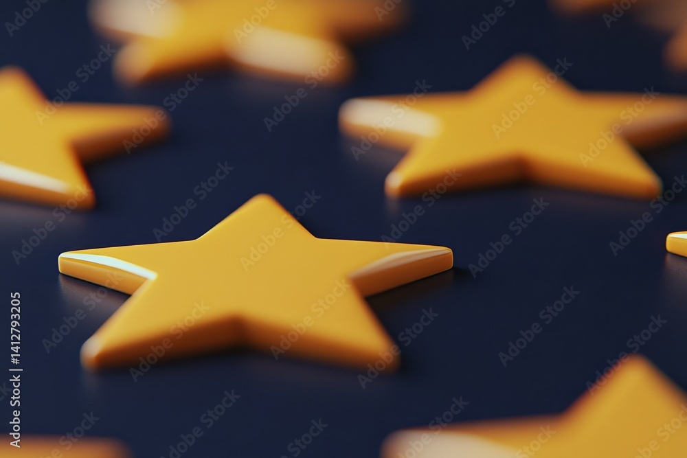 Poster modern flat ui design featuring a vibrant yellow star rating system for digital interfaces