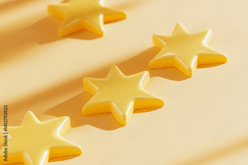 Poster flat design yellow star rating system for web and app interfaces