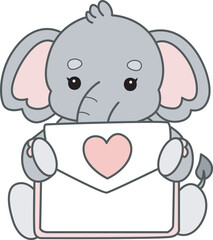 Cute Elephant vector icon. Funny baby Elephant animal series stock illustration. Life of fluffy Elephant designs.