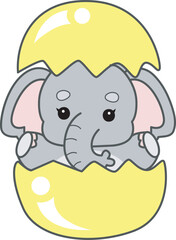 Obraz premium Cute Elephant vector icon. Funny baby Elephant animal series stock illustration. Life of fluffy Elephant designs.