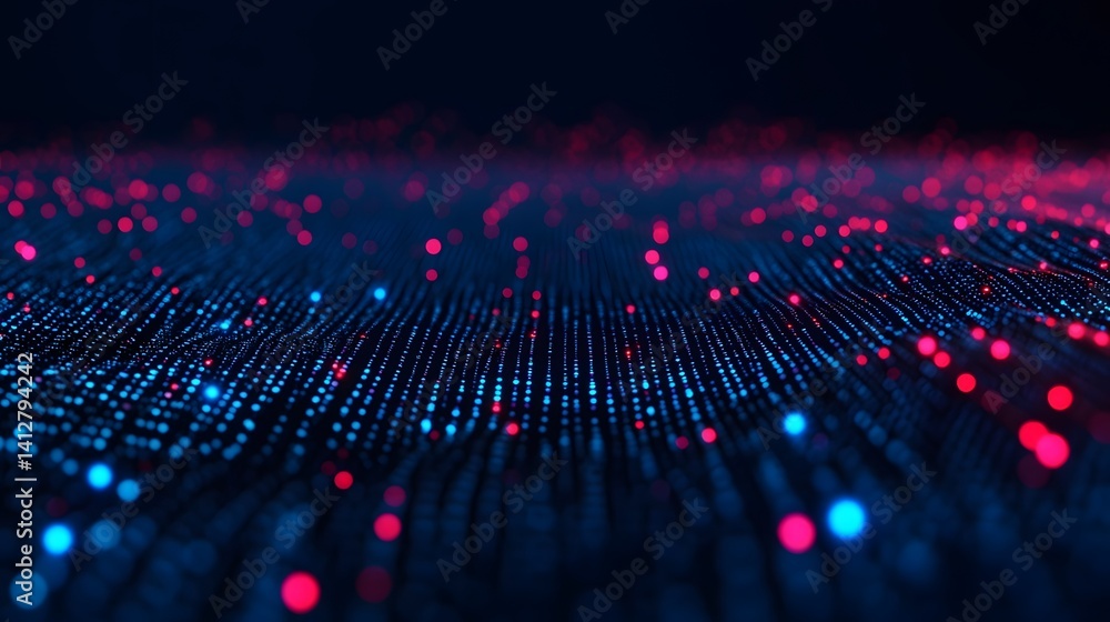 Poster abstract futuristic digital technology with glowing data particles