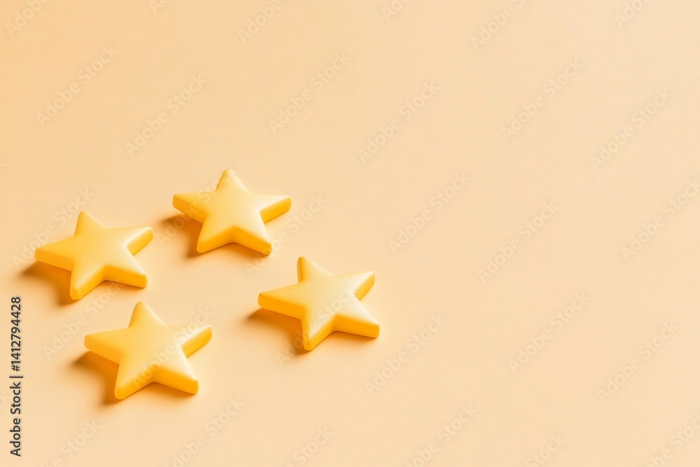 Poster simple yellow star rating system on orange background for user interface design