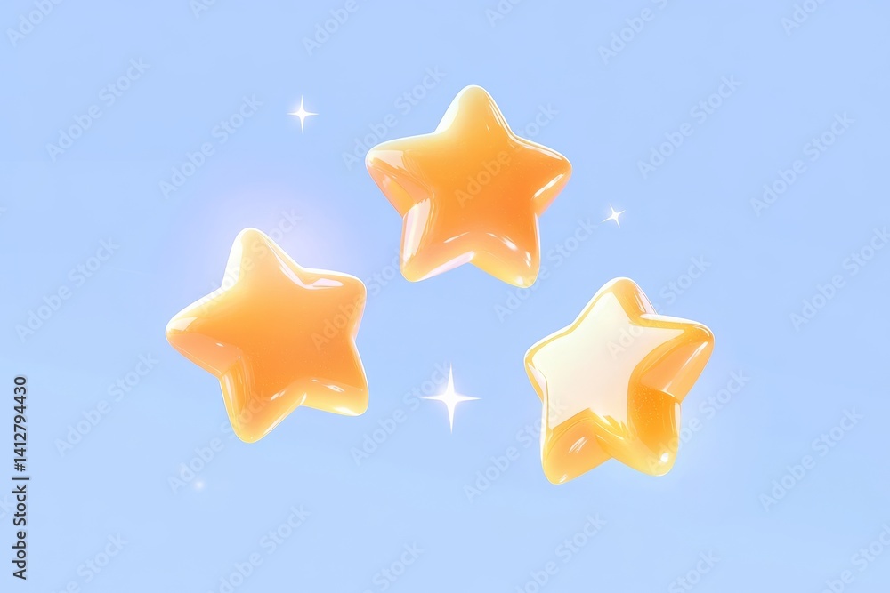 Poster flat ui design with vibrant star rating system for user interface enhancement