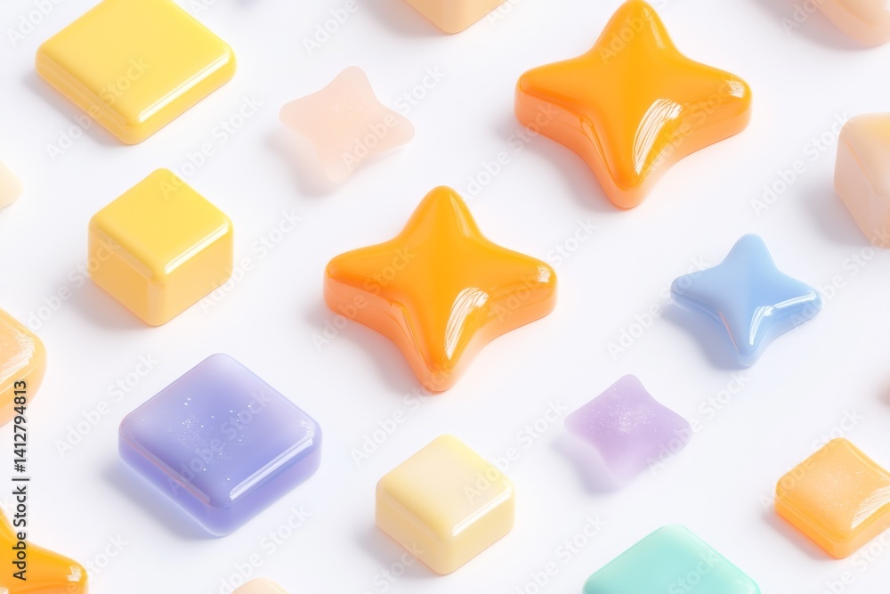 Poster colorful flat ui star rating elements for modern web and app design