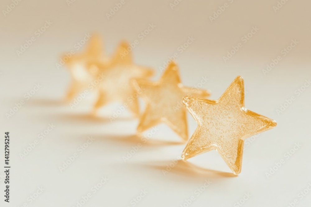 Poster minimalist gold star rating system design for user interface and review applications