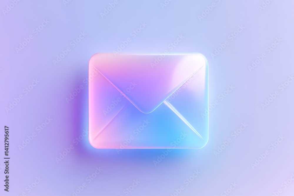 Poster neon gradient envelope icon design for modern user interface and digital communication