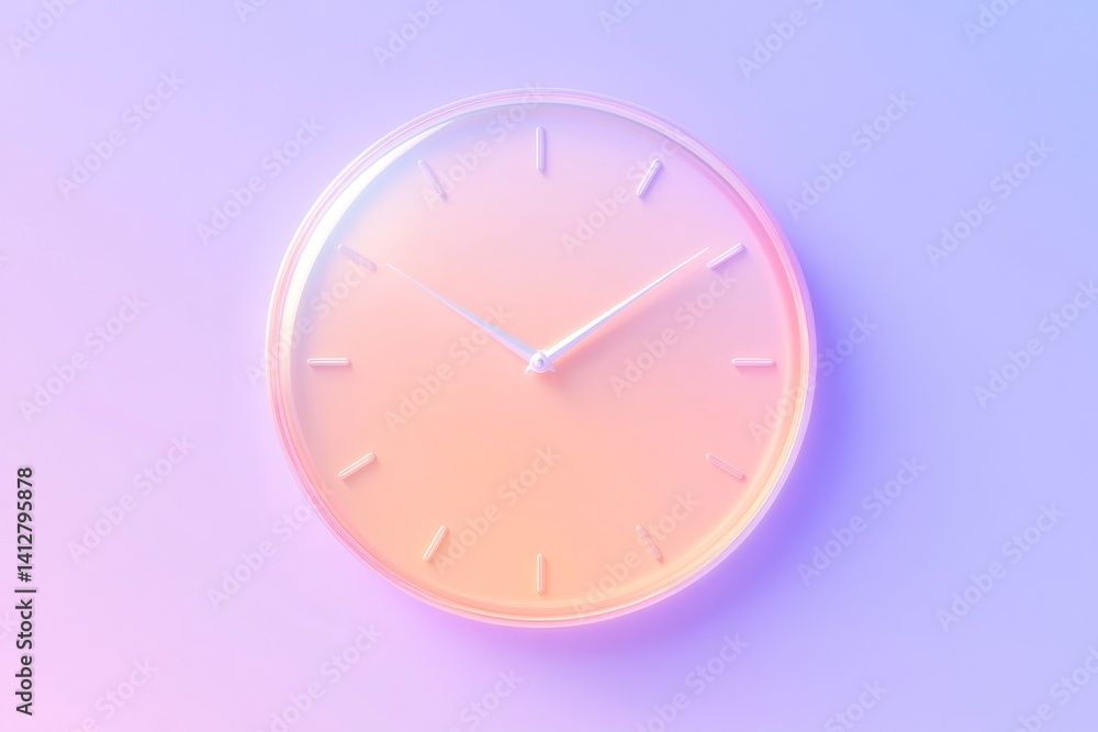 Poster minimalist flat timer widget design in pastel colors for modern interfaces