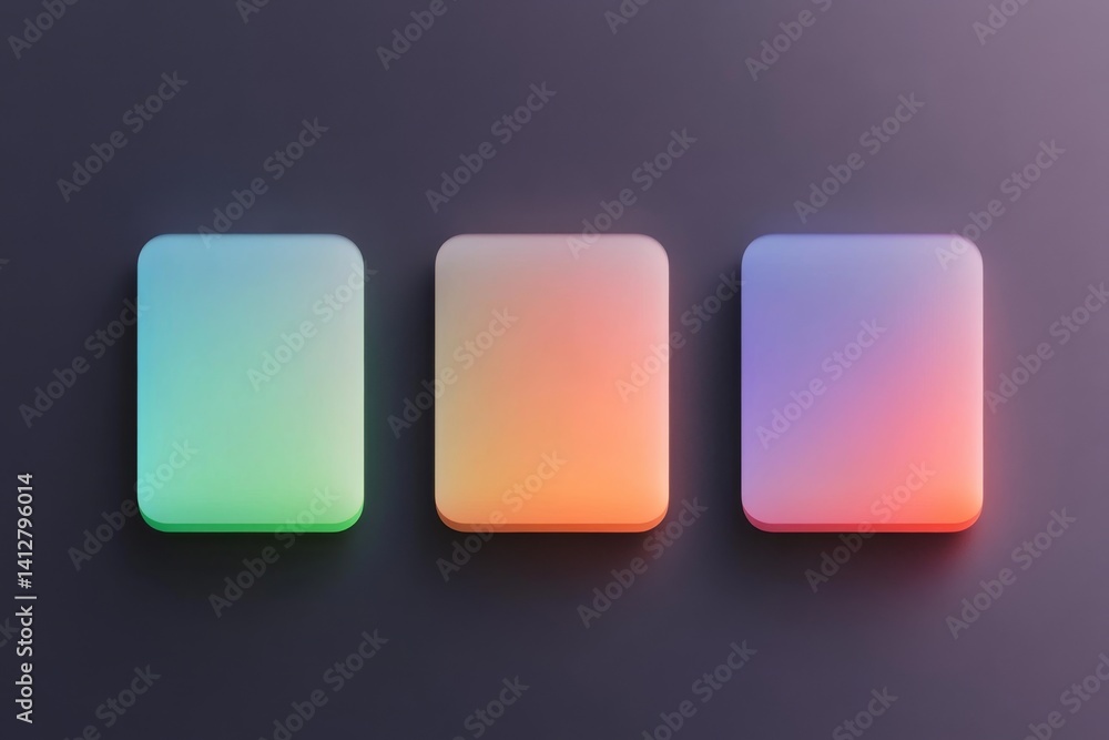 Poster vibrant flat ui toggle switches on dark background for modern interface design
