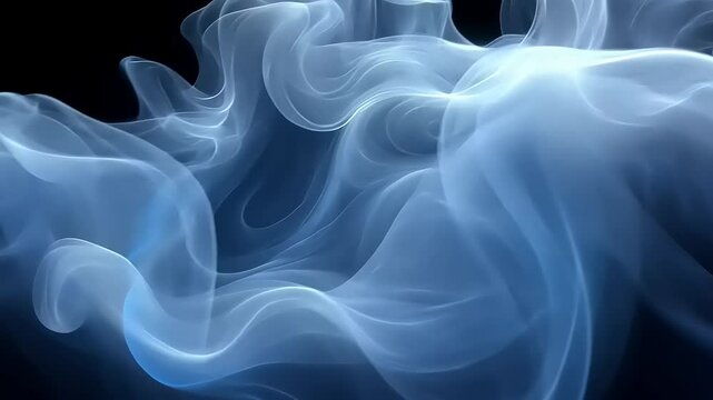 Abstract ethereal flowing fabric.  Fluid light blue and dark blue waves