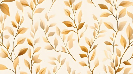 Elegant gold floral pattern on soft neutral background, luxurious vintage botanical design