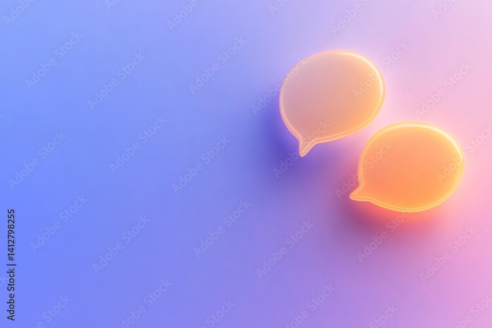 Aufkleber vibrant neon chat bubble icons on gradient background for ui design projects