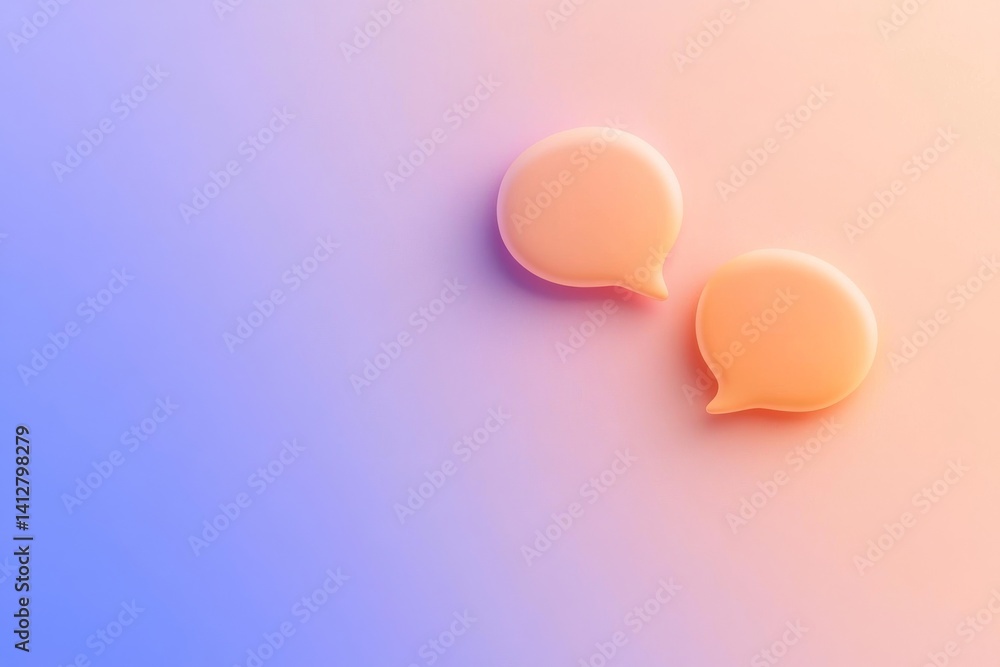 Poster flat ui design of bold chat bubble icon on gradient background for app interface