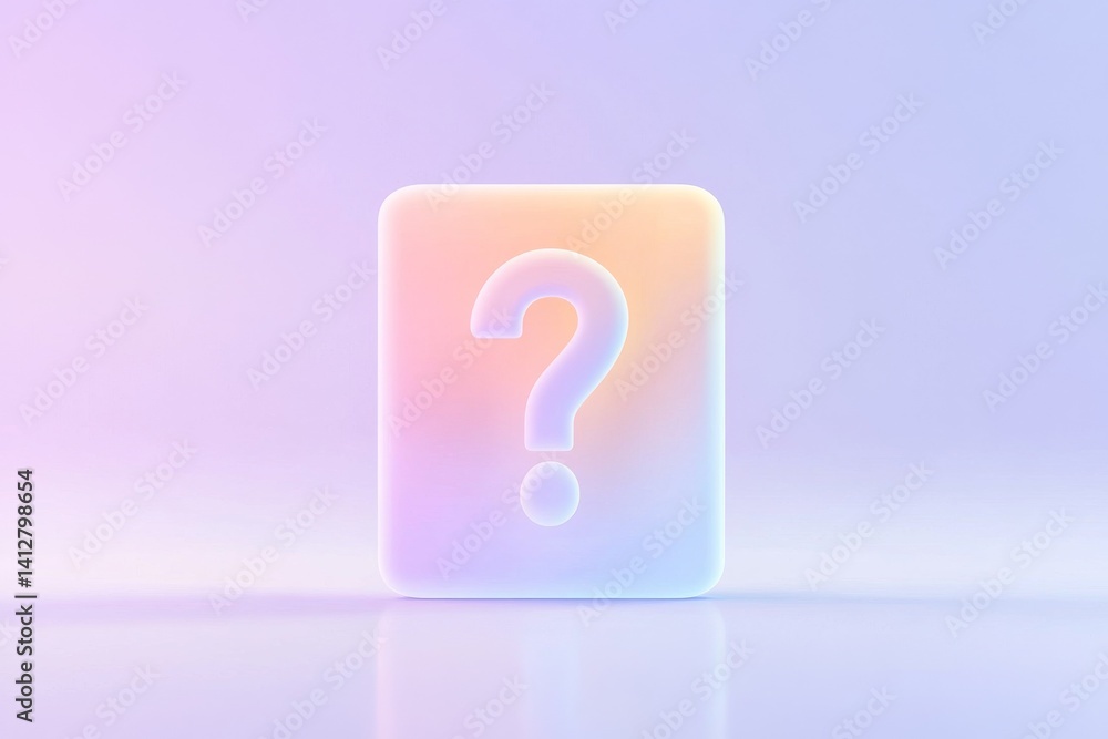 Poster minimalistic flat ui design with oversized help icon in pastel gradient background