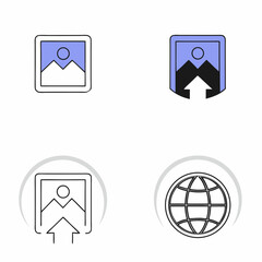 Monochrome icons with bold strokes for dark mode applications