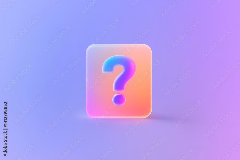 Poster colorful flat ui design of help icon with oversized question mark on gradient background