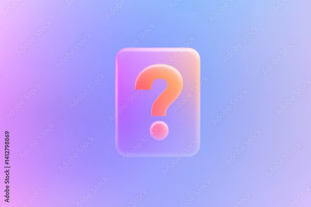 Poster minimalist flat design help icon with oversized question mark on gradient background