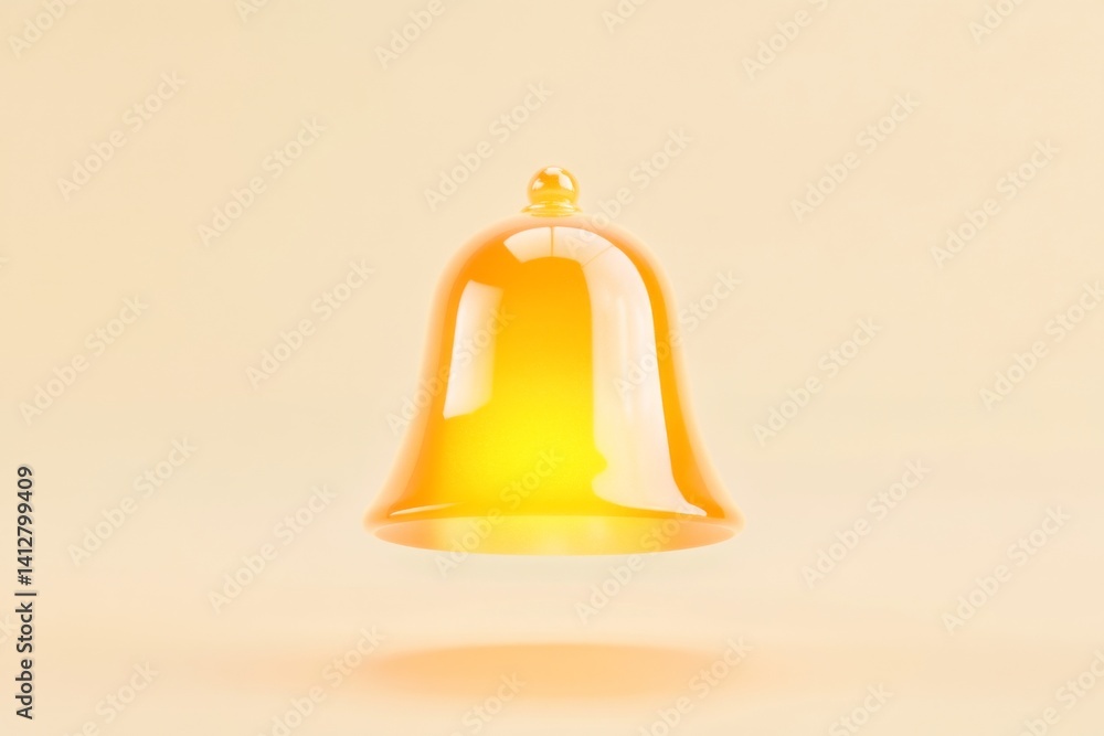 Poster minimalist yellow notification bell icon for modern ui design projects