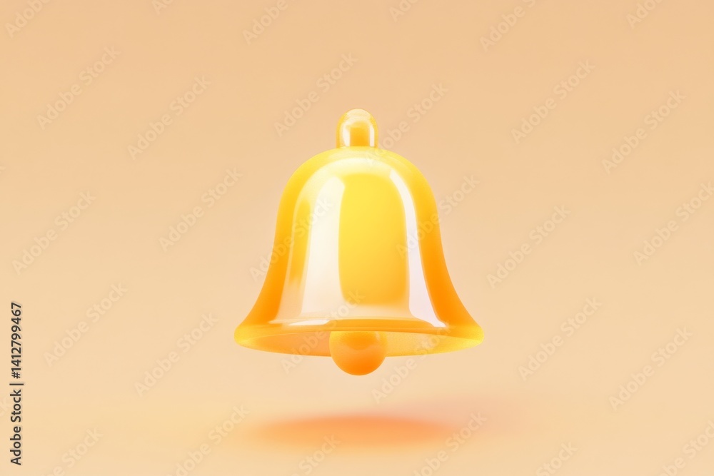 Poster minimalist orange notification bell icon for user interface design