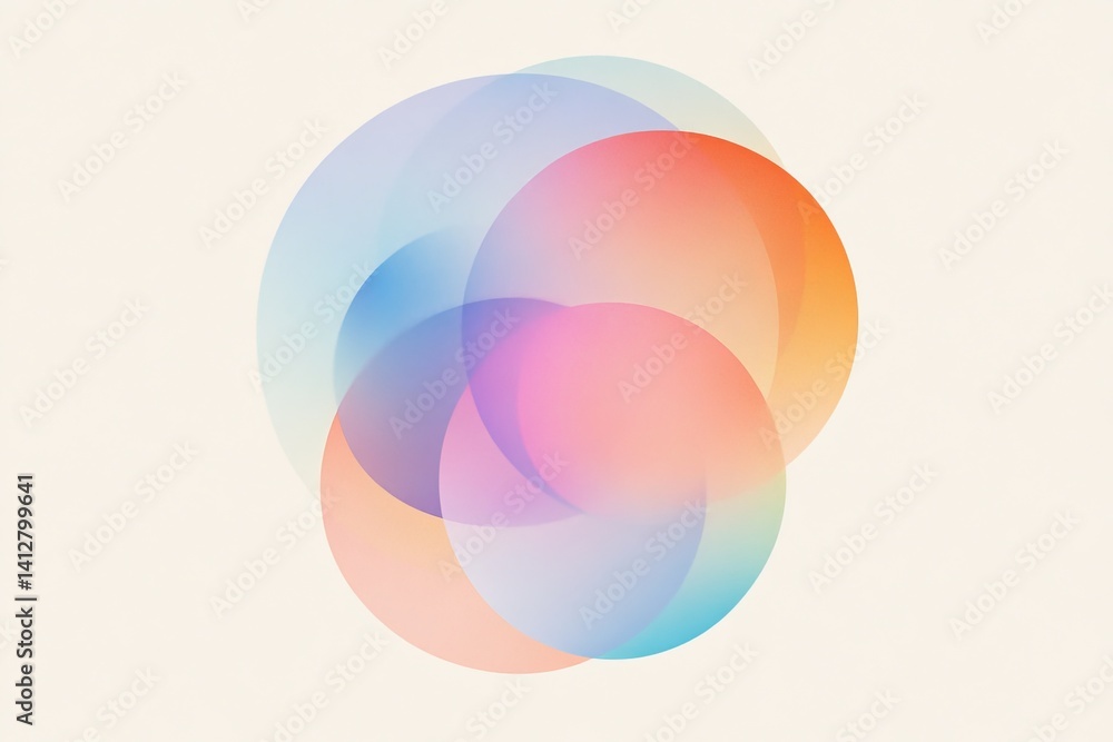 Poster abstract overlapping circles in gradient colors for modern ui design