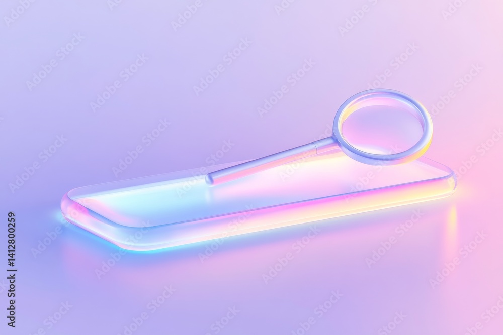 Poster vibrant flat ui design with neon search bar concept for modern interface