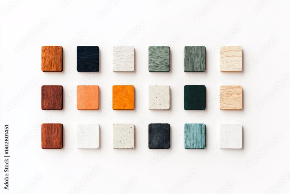Aufkleber minimalist ui element collection featuring colorful square swatches for modern design