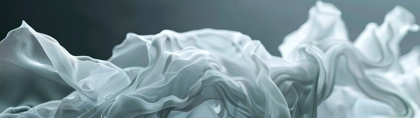 Obraz premium Flowing white fabric creates a soft and delicate visual effect against a transparent background