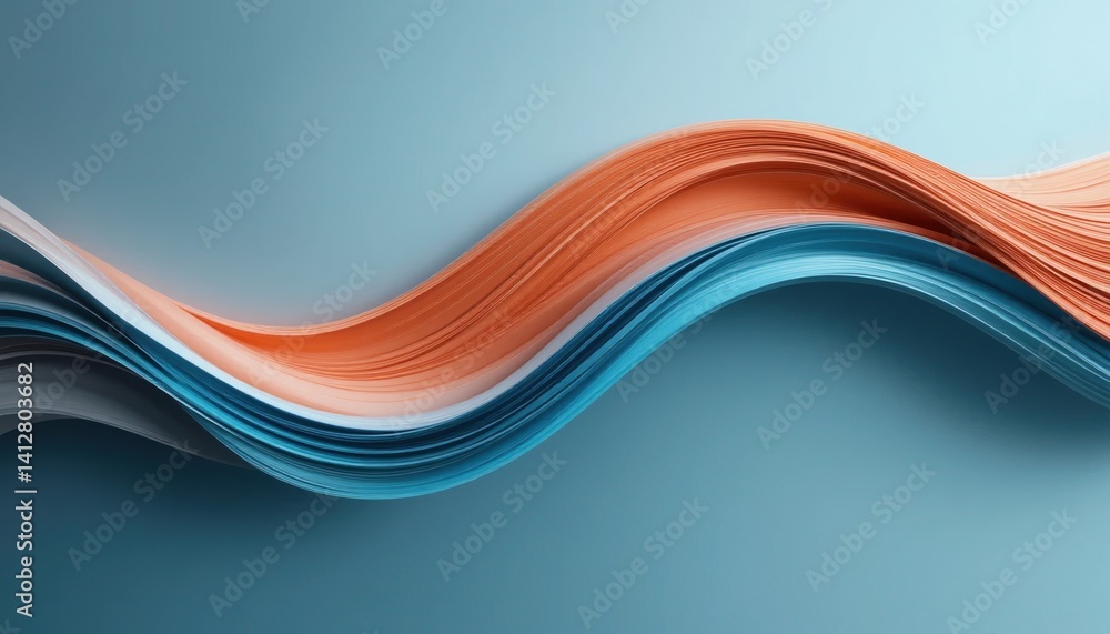 Poster dynamic flow of colorful paper waves creative studio abstract art minimalist design close-up visual 