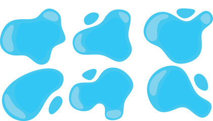 blue water puddle set illustration set 