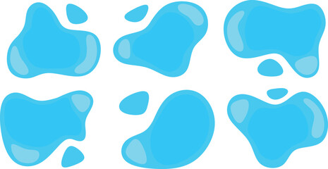 blue water puddle set illustration set 