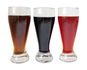 Multicolored drinks juices in glasses shot glasses