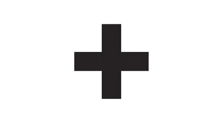 Fototapeta premium Plus Sign Simple Black Shape on White Background