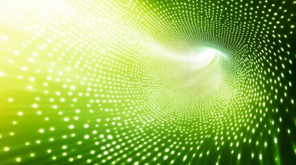 Obraz premium Abstract Green Light Tunnel with Bright Circles