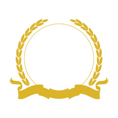 Golden Laurel Wreath Circle Frame with Ribbon