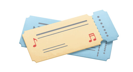 Isolated Pair of Tickets with Music Notes