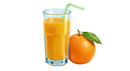 Isolated Glass of Orange Juice with Orange