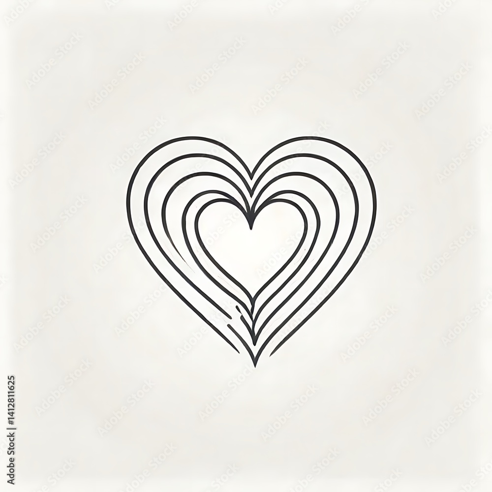 Poster abstract concentric lines forming a heart shape design