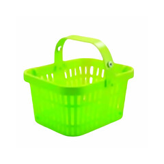 green shopping  plastic basket isolated on white background 