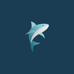 Fototapeta premium Blue vector shark, a marine predator swimming in the ocean