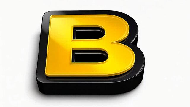3D Yellow Letter B on Black Base
