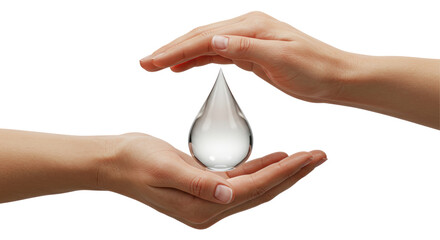 Isolated Hands Protecting a Water Drop