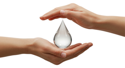 Isolated Hands Protecting a Water Drop