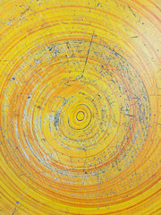 Abstract Painted Table Top - Circular Pattern in Garden.